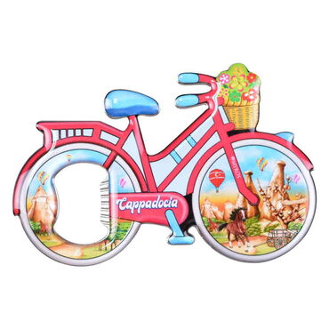 Wholesale Cappadocia Themed Myros Metal Bicycle Bottle Opener Refrigerator Magnet 100x65 mm - 4