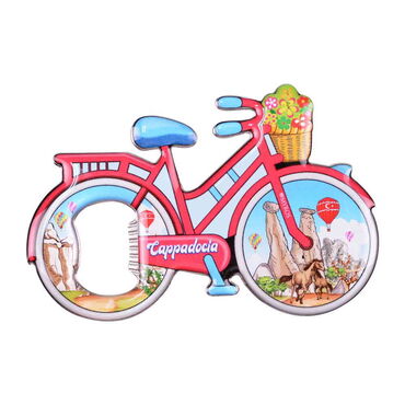 Wholesale Cappadocia Themed Myros Metal Bicycle Bottle Opener Refrigerator Magnet 100x65 mm - 5