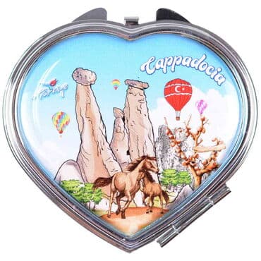 Wholesale Kapadokya Themed Myros Metal Heart Mirror 70x65x8 mm