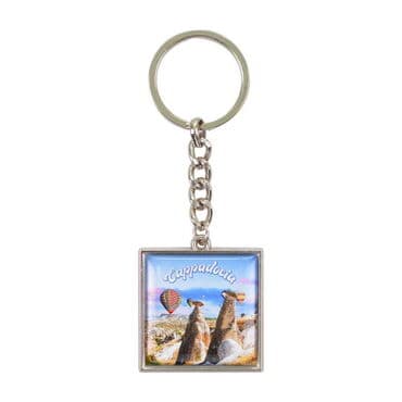 Wholesale Cappadocia Themed Myros Metal Square Keychain 36*95 mm