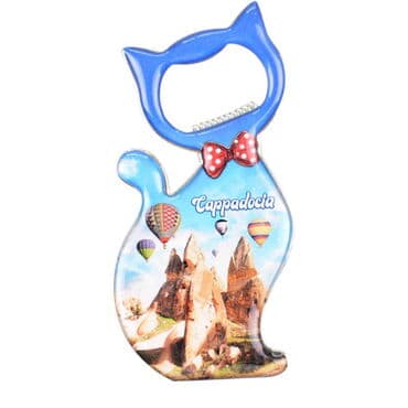 Wholesale Cappadocia Themed Myros Metal Cat Bottle Opener Refrigerator Magnet 97x48 mm - 4