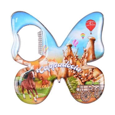 Wholesale Cappadocia Themed Myros Metal Butterfly Bottle Opener Refrigerator Magnet 70x70 mm