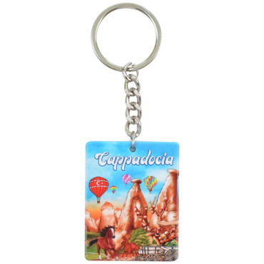 Wholesale Cappadocia Themed Myros UV Rectangle Keychain 40x52 mm