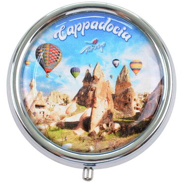 Myros - Kapadokya Temalı Myros Yuvarlak Hap Kutusu 50x15 mm