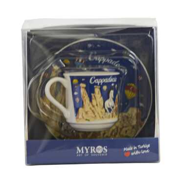 Cappadocia Themed Single Porcelain Coffee Cup - 3