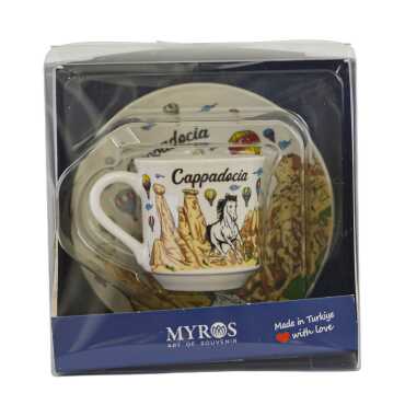 Cappadocia Themed Single Porcelain Coffee Cup - 4