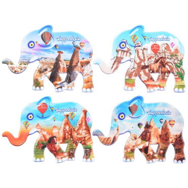 Wholesale Cappadocia Themed UV Printed Elephant Shaped Refrigerator Magnet 86x62 mm - 3