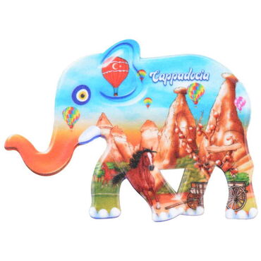 Wholesale Cappadocia Themed UV Printed Elephant Shaped Refrigerator Magnet 86x62 mm - 4