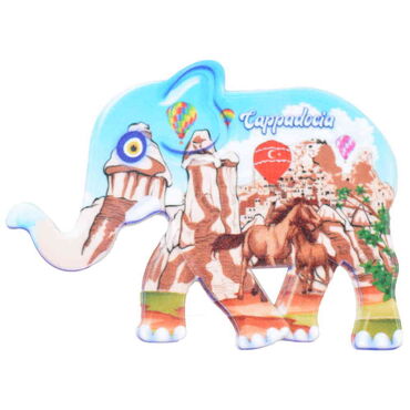Wholesale Cappadocia Themed UV Printed Elephant Shaped Refrigerator Magnet 86x62 mm - 5
