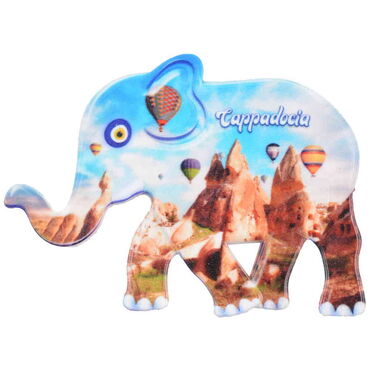 Wholesale Cappadocia Themed UV Printed Elephant Shaped Refrigerator Magnet 86x62 mm - 6