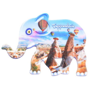 Wholesale Cappadocia Themed UV Printed Elephant Shaped Refrigerator Magnet 86x62 mm - 7