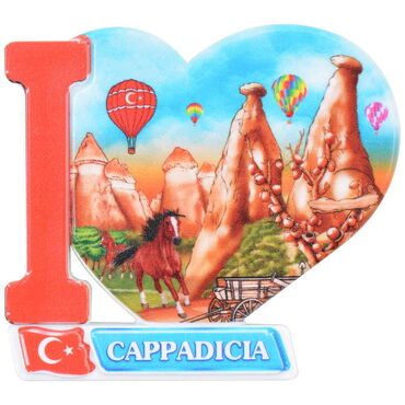 Toptan Kapadokya Temalı Uv Baskılı Kalp Şekilli Magnet 86x62 mm - 3