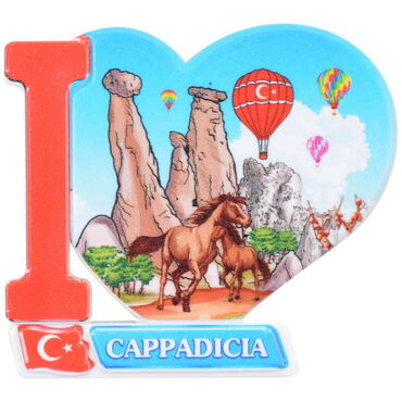 Toptan Kapadokya Temalı Uv Baskılı Kalp Şekilli Magnet 86x62 mm - 4