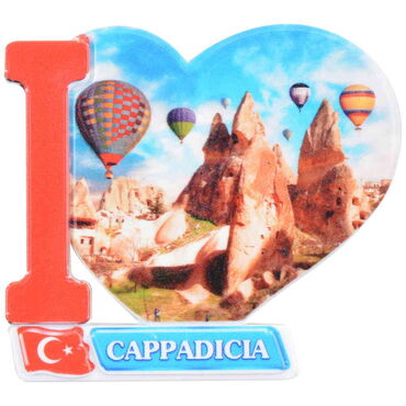 Toptan Kapadokya Temalı Uv Baskılı Kalp Şekilli Magnet 86x62 mm - 7