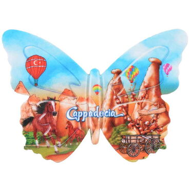 Wholesale Cappadocia Themed Myros UV Butterfly Shaped Refrigerator Magnet 80*58 mm