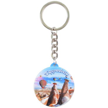 Wholesale Cappadocia Themed UV Printed Round Keychain 38x100 mm - 3