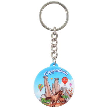Wholesale Cappadocia Themed UV Printed Round Keychain 38x100 mm - 6