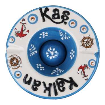 Kaş Region Themed Traditional Large Covered Ashtray 115*55 mm - Standart - 2