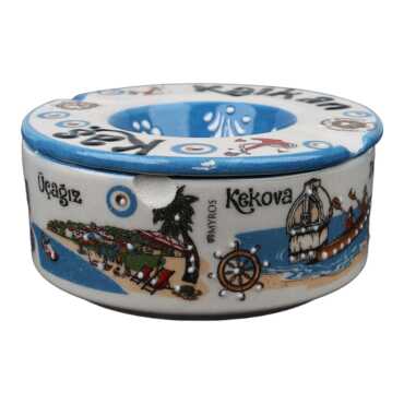 Kaş Region Themed Traditional Large Covered Ashtray 115*55 mm - Standart - 3