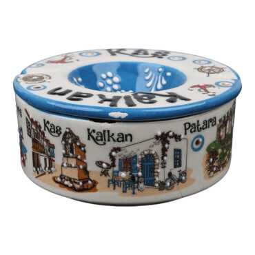 Kaş Region Themed Traditional Large Covered Ashtray 115*55 mm - Standart - 4