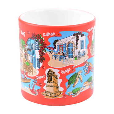 Kas Region Themed Customised Serigraphy Printed Ceramic Mug 82x90 mm - Thumbnail