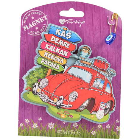 Kas Region Themed Wooden Backing Carded Serie C Fridge Magnet