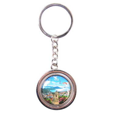 Myros - Kaş Temalı Myros Metal Dönerli Anahtarlık 38x100 mm