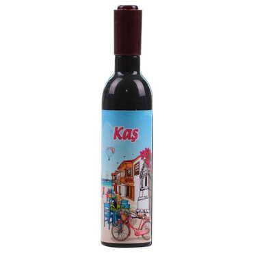 Kas Themed Bottle Shaped Metal Wine Bottle Corkscrew Opener-Magnetic 115x25x25 mm - 6