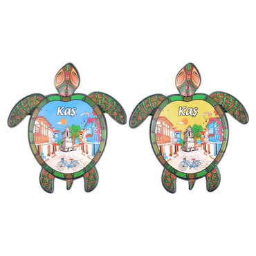 Kas Themed Customised UV Printed Plastic Base Turtle Shaped Fridge Magnet 80x74 mm - 2