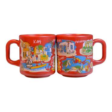 Kaş Themed Traditional Ceramic Cappuccino Mug - 2