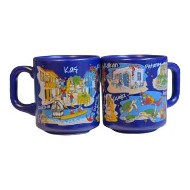 Kaş Themed Traditional Ceramic Cappuccino Mug - 4
