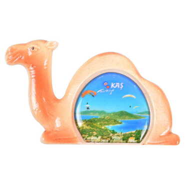 Kas Themed Ceramic Camel Shaped Fridge Magnet - Thumbnail