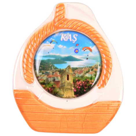 Kas Themed Ceramic Ship Shaped Ceramic Magnet