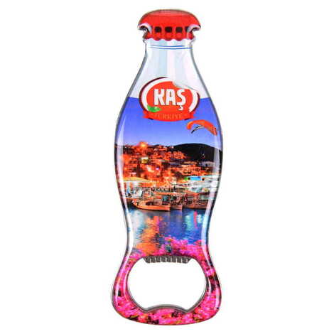 Kas Themed Coke Bottle Shaped Metal Magnetic Bottle Opener 120x41 mm