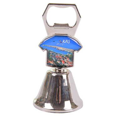 Myros - Kas Themed Collectible Souvenir Double Face Metal Bell With Opener 44x94 mm