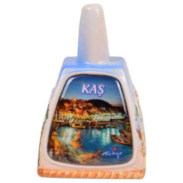 Kas Themed Collectible Souvenir Turkish Ceramic Bell - Thumbnail