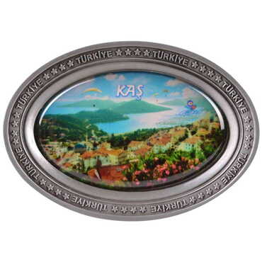 Kas Themed Metal Oval Shaped Magnet - Thumbnail