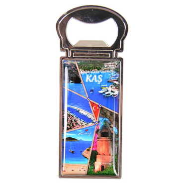 Kas Themed Metal Rectangle Magnetic Opener 33x90 mm - Thumbnail