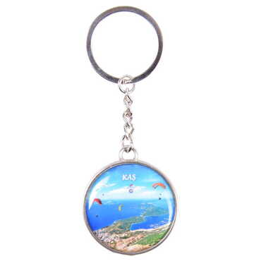 Myros - Kas Themed Metal Round Keychain 40x100 mm