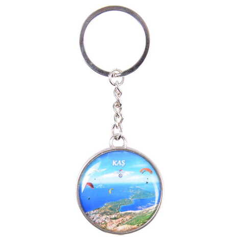 Kas Themed Metal Round Keychain 40x100 mm