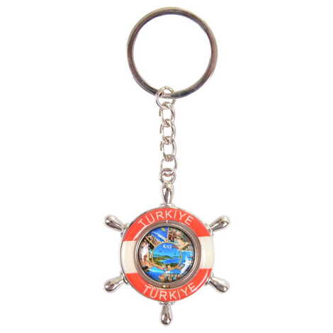Kas Themed Metal Rudder Keyring - 1