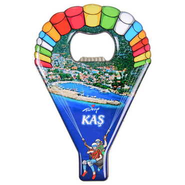 Kas Themed Parachute Shaped Metal Magnetic Opener 113x75 mm - Thumbnail