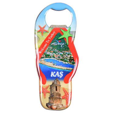 Myros - Kas Themed Slipper Shaped Metal Magnetic Bottle Opener 110x45 mm