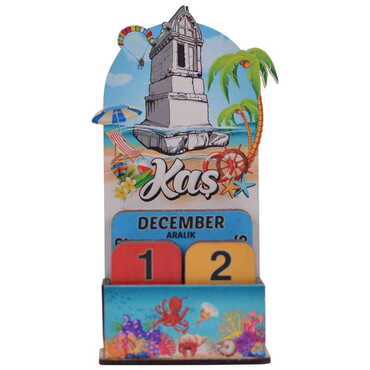 Myros - Kas Themed Wooden Table Calendar