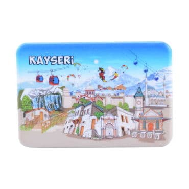 Kayseri Themed Customised UV Printed Plastic Base Rectangle Fridge Magnet 80x50 mm - 6