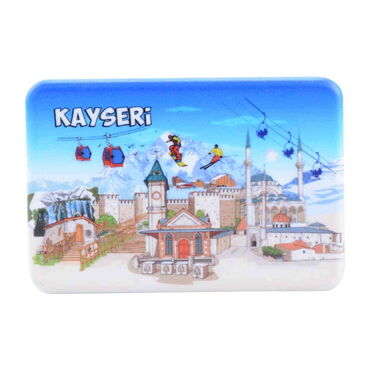 Myros - Kayseri Themed Customised UV Printed Plastic Base Rectangle Fridge Magnet 80x50 mm