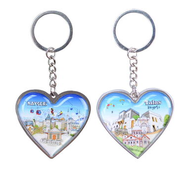 Myros - Kayseri Themed Metal Heart Keychain 40x90 mm