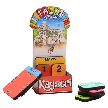 Kayseri Themed Wooden Table Calendar - Thumbnail