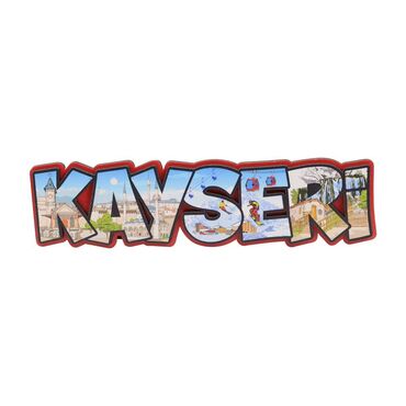 Kayseri Themed Wooden UV Printed City Name Letter Fridge Magnet - Thumbnail