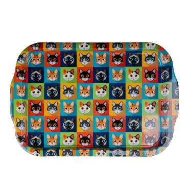 Kedi Temalı Çift Yön Baskılı Tepsi 23*30 Cm - Myros